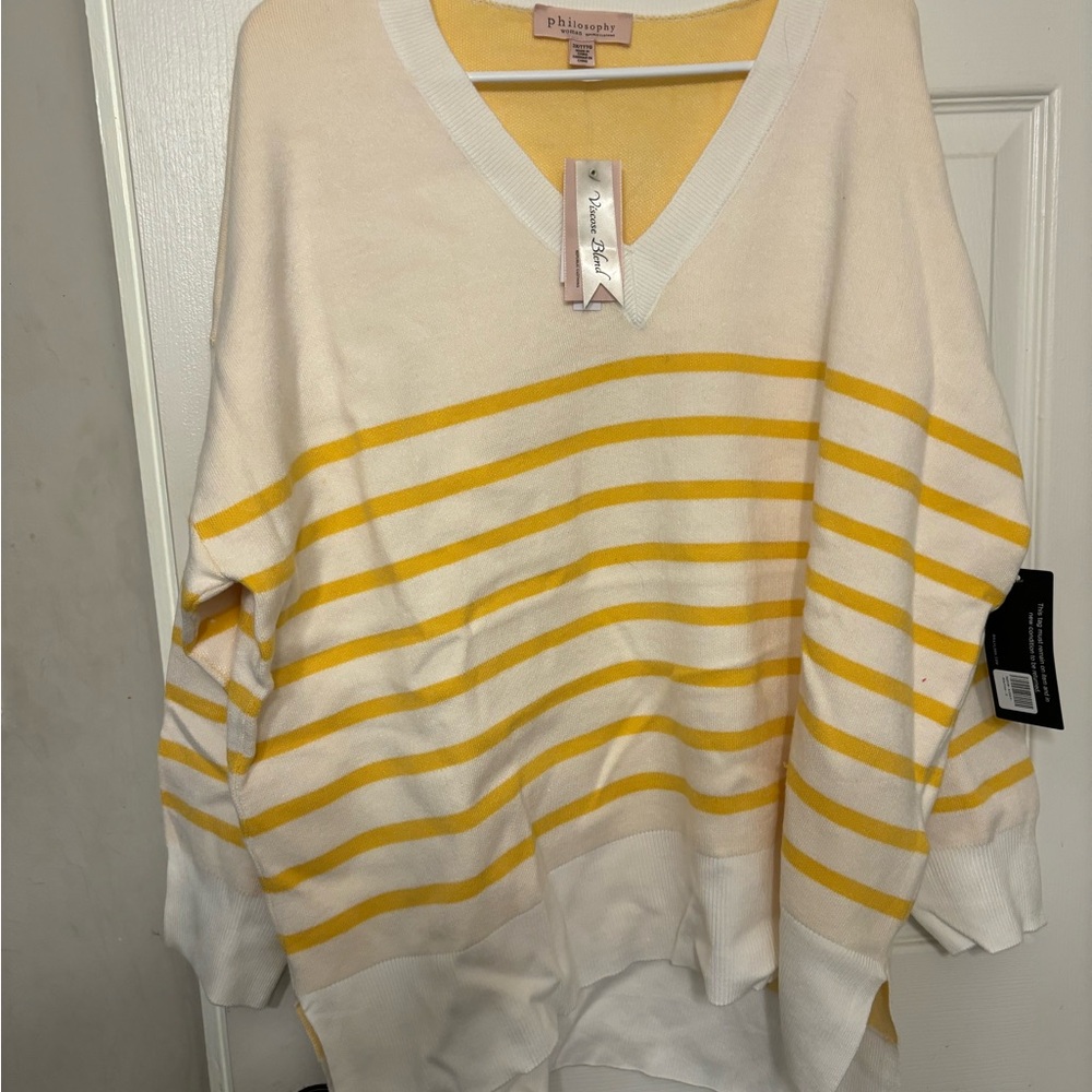 Philosophy brand Sweater. Yellow/ Cream stripes.